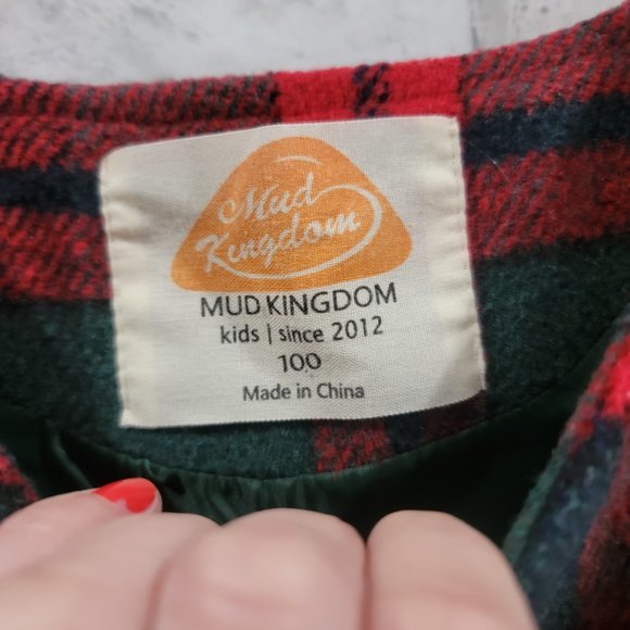 Mud Kingdom 3T-4T Sleeveless Dress Plaid Faux Wool Holiday Christmas - Picture 2 of 11